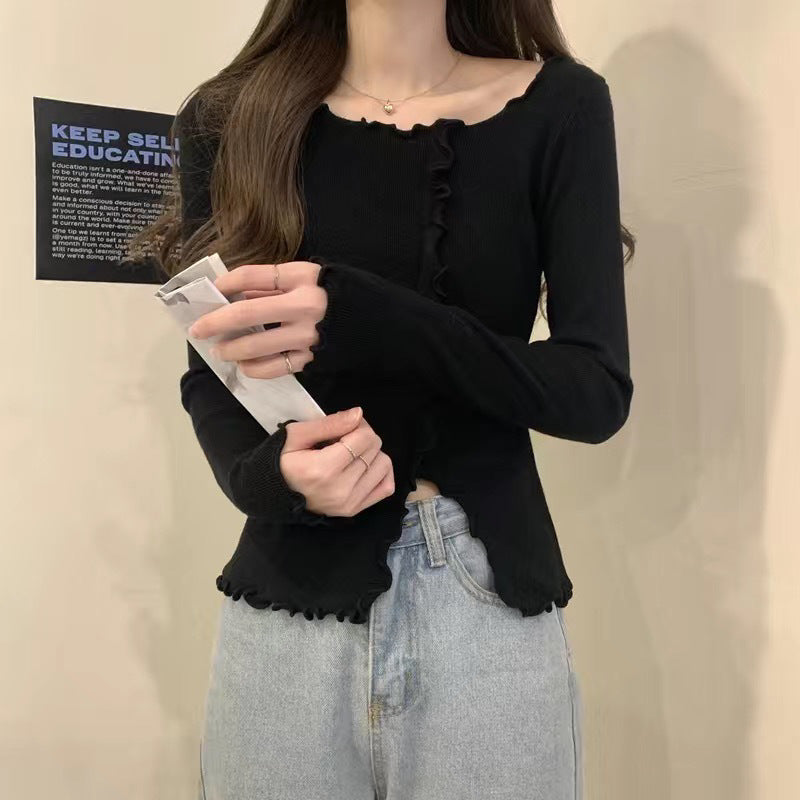Haut Élegant pour Femme à Manches Longues avec Ourlet Ondulé et Détails Tendance Chic & Stil