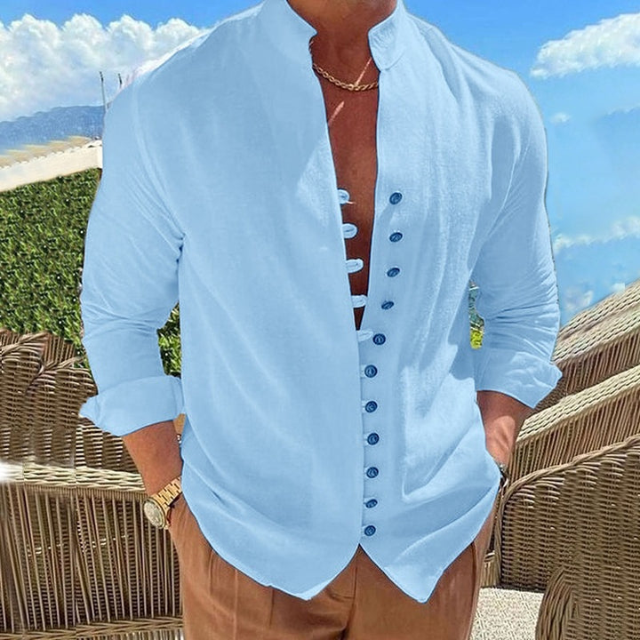 Trendy men's shirt with a slight structure and button placket Lune London