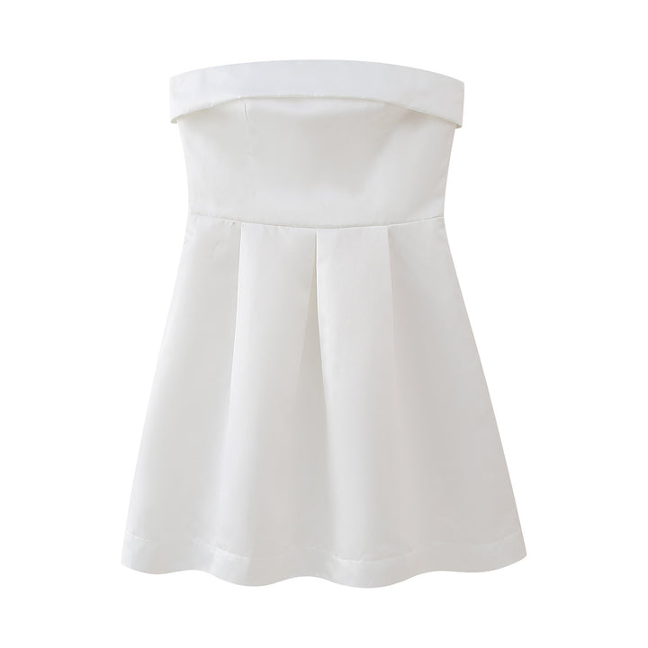 Strapless cocktail dress for women with an elegant ruched trim Lune London
