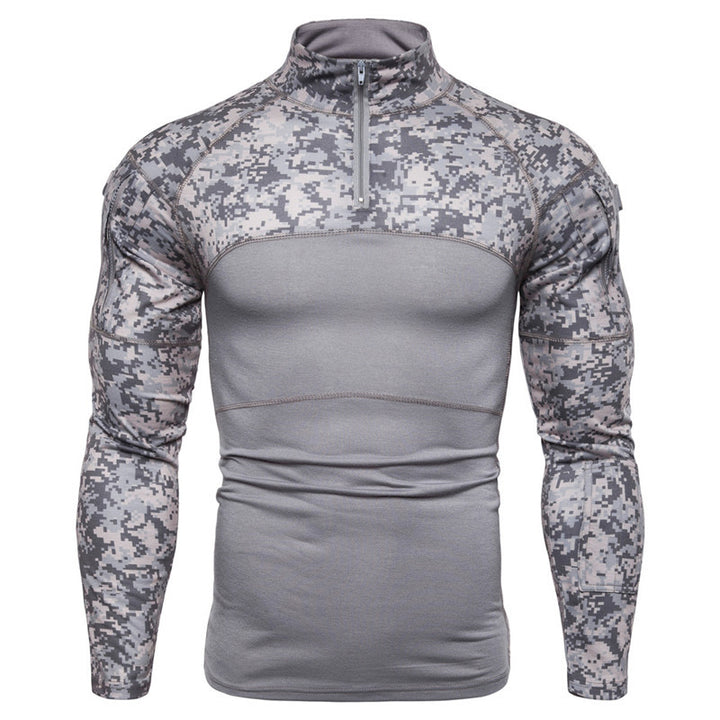 Functional T-shirt for men with high collar and innovative camouflage design Lune London