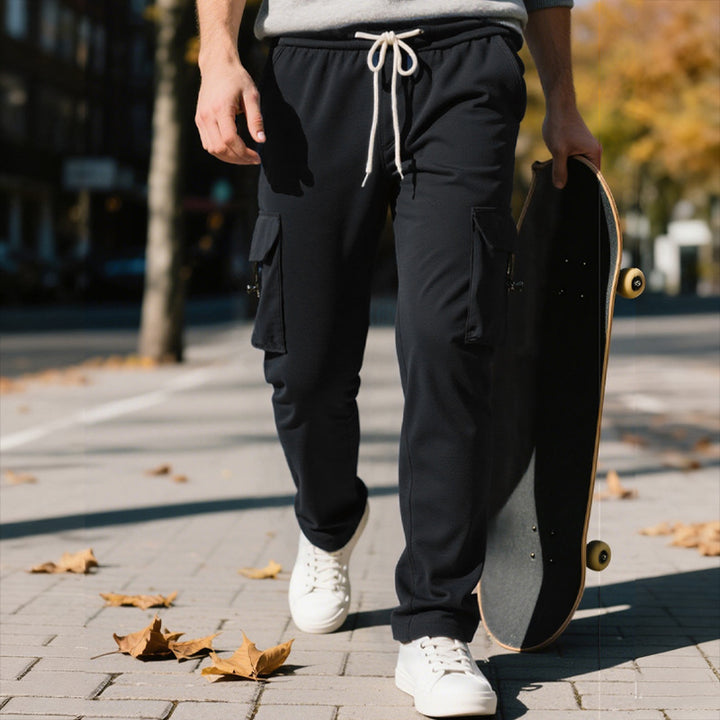 Comfortable cargo jogger pants for men with practical side pockets Lune London