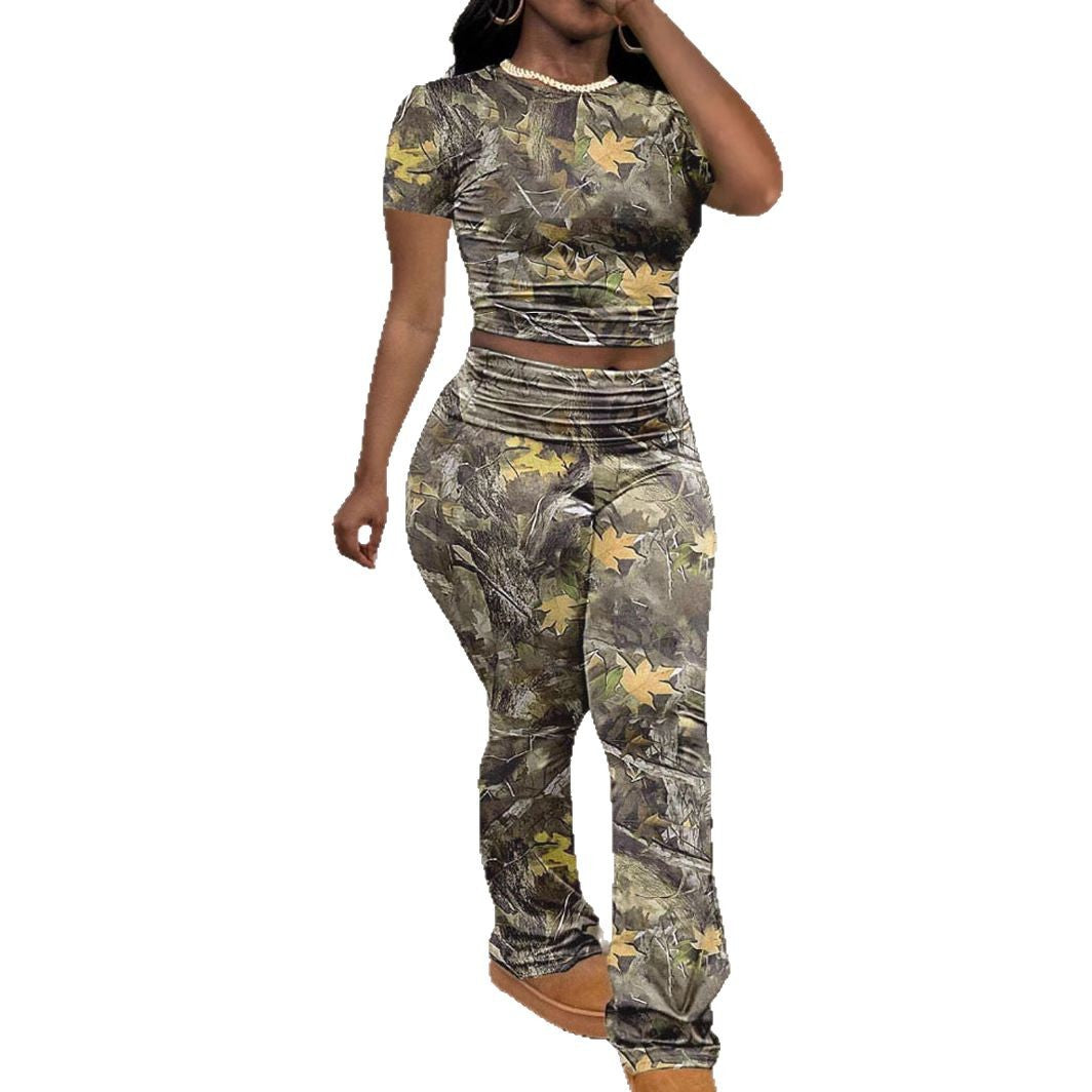 Ladies Camouflage Print Lounge Set Lune London