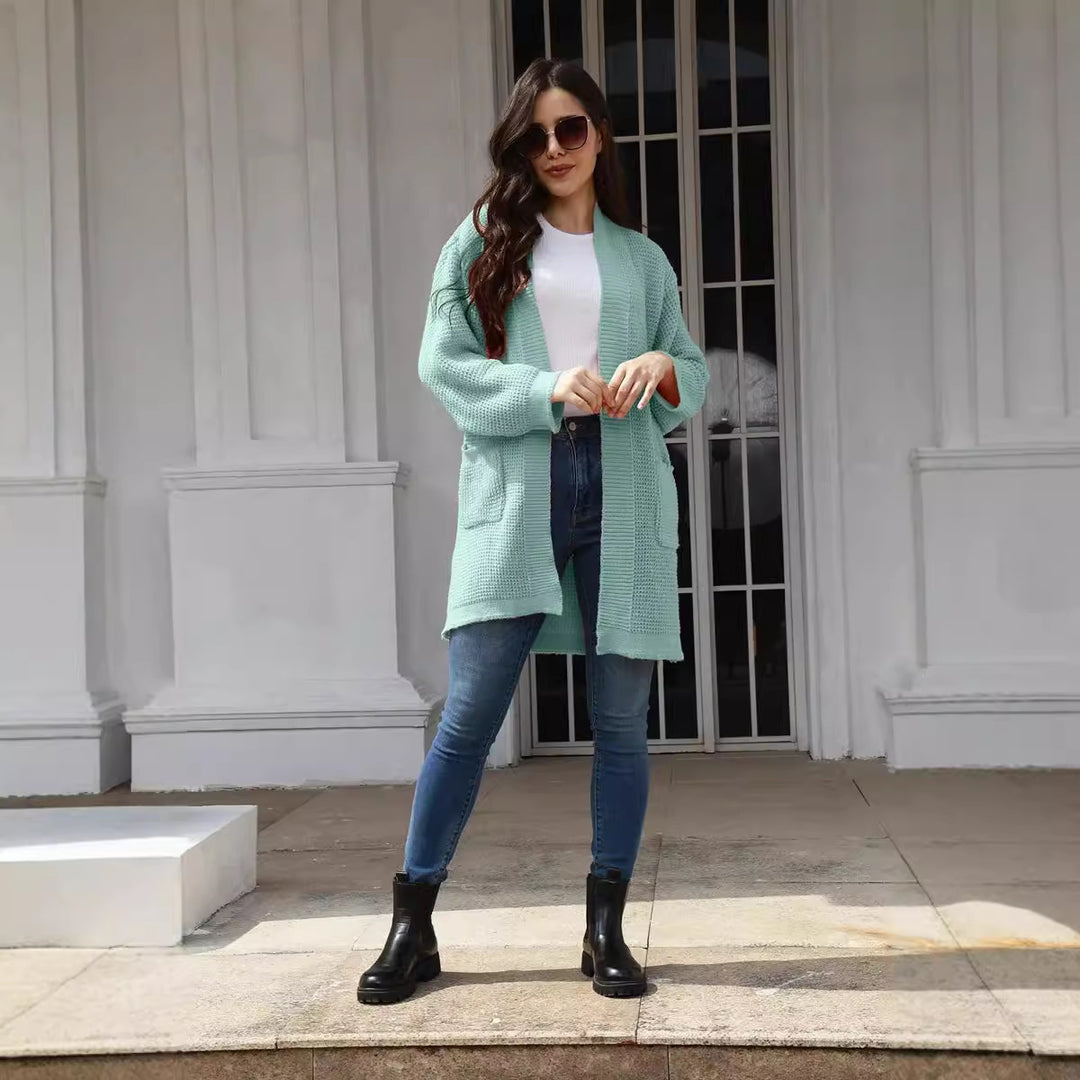 Cardigan en tricot confortable pour femmes avec poches ouvertes et coupe large Chic & Stil