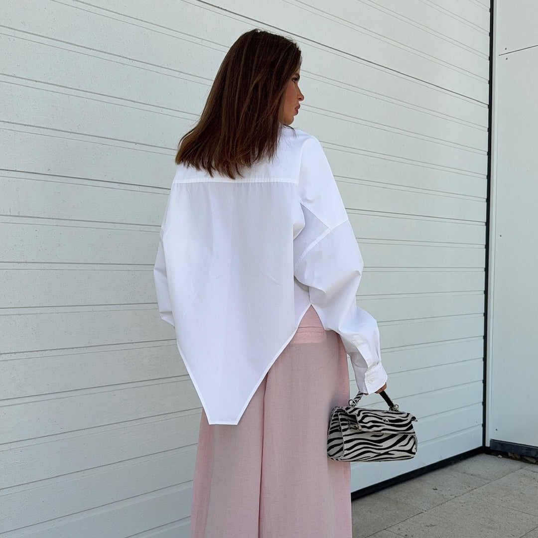 Oversized shirt for women with asymmetrical cut and modern details Lune London