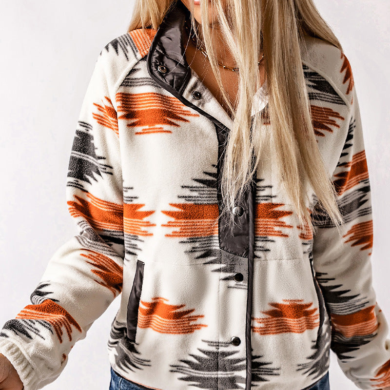 Ladies casual and stylish fleece jacket with tribal design Lune London