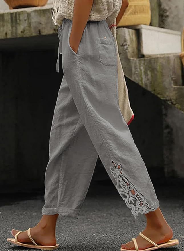 Leisure pants for women with elaborate embroidery Lune London