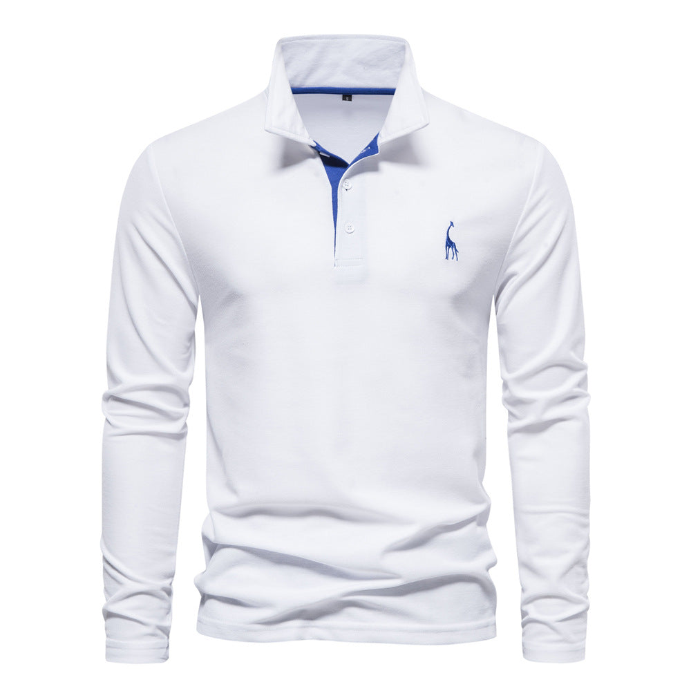 Men's Long Sleeve Polo Shirt with Modern Collar and Breathable Cotton Quality Lune London
