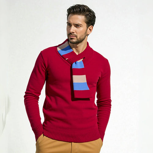 Elegant men's sweater with modern V-neck and fine ribbed details Lune London