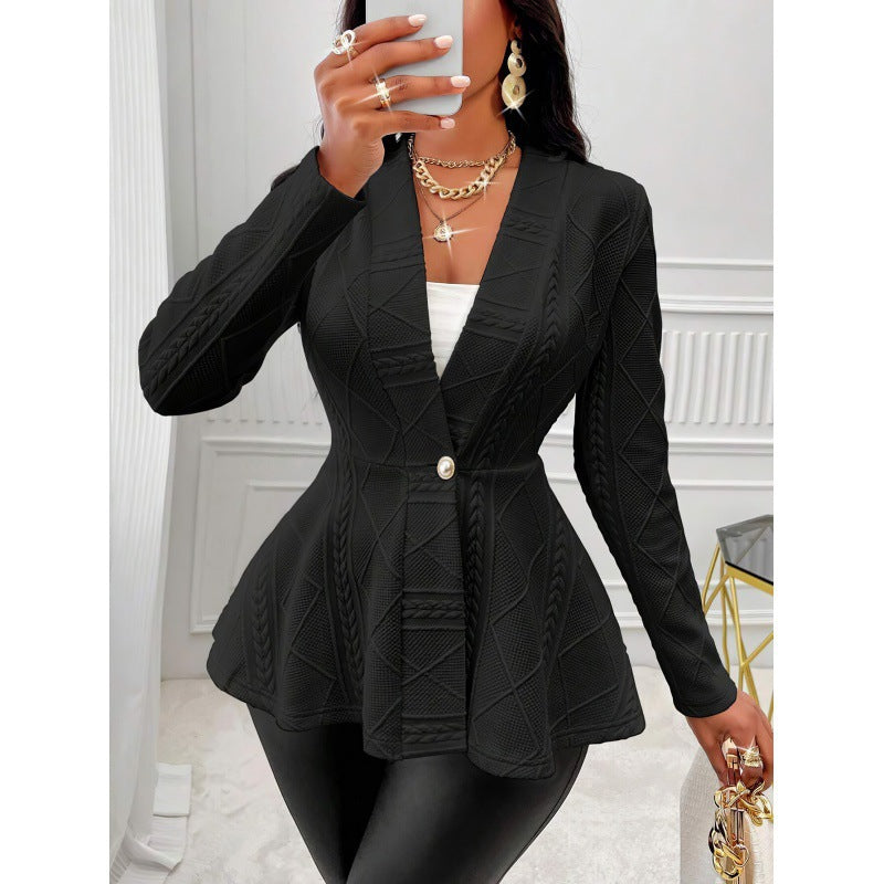 Women Knit Peplum Blazer Lune London