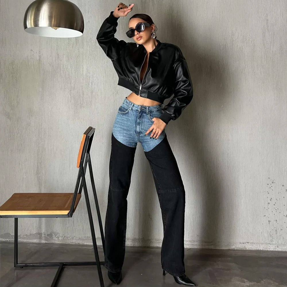 High-waisted jeans for women with contrasting stitching Lune London