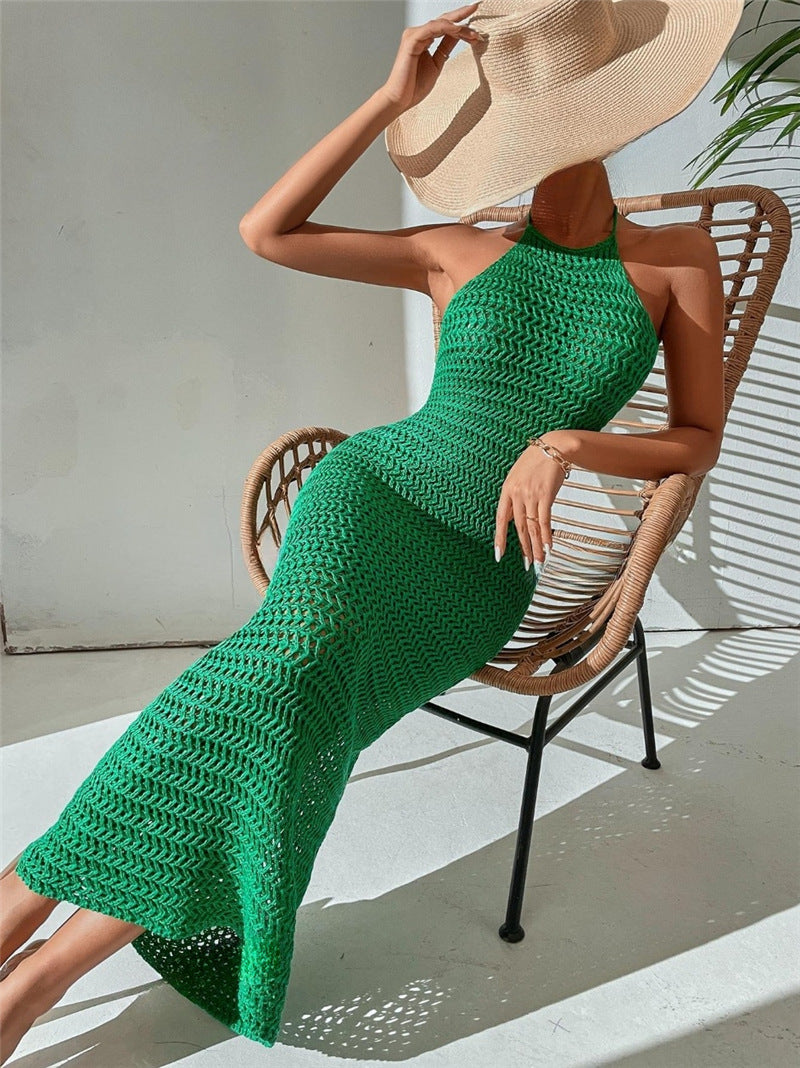 Lune London long sleeve halter dress Damen in airy crochet structure