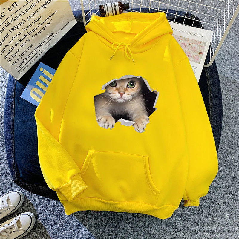 Women's hoodie with unique cat design Chic & Stil