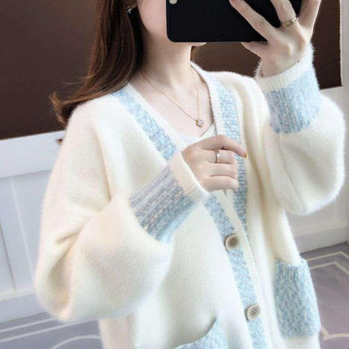 Ladies' knit jacket with trendy contrast details and deep pockets Lune London