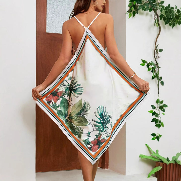 Women Midi Dress Printed Floral Backless Lune London