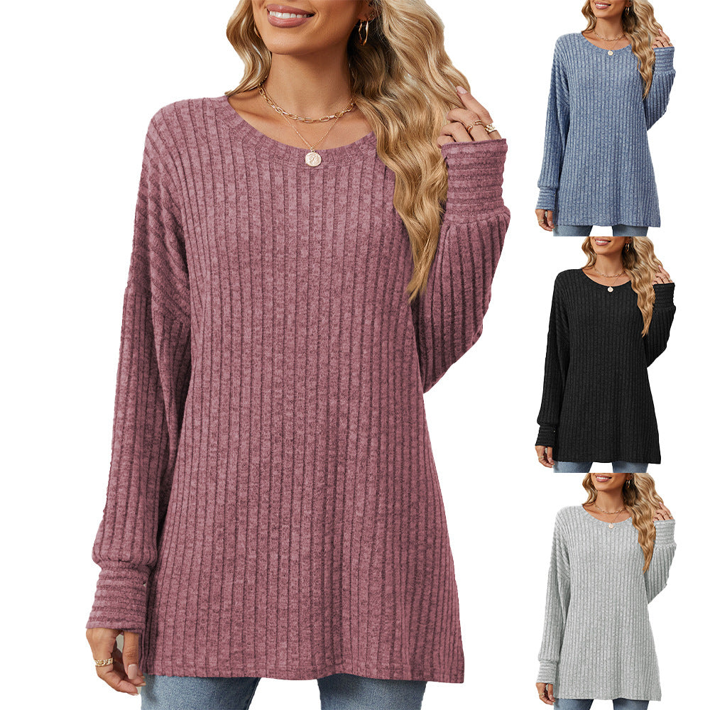 Ladies striped sweatshirt with a relaxed fit and fine ribbed texture Lune London