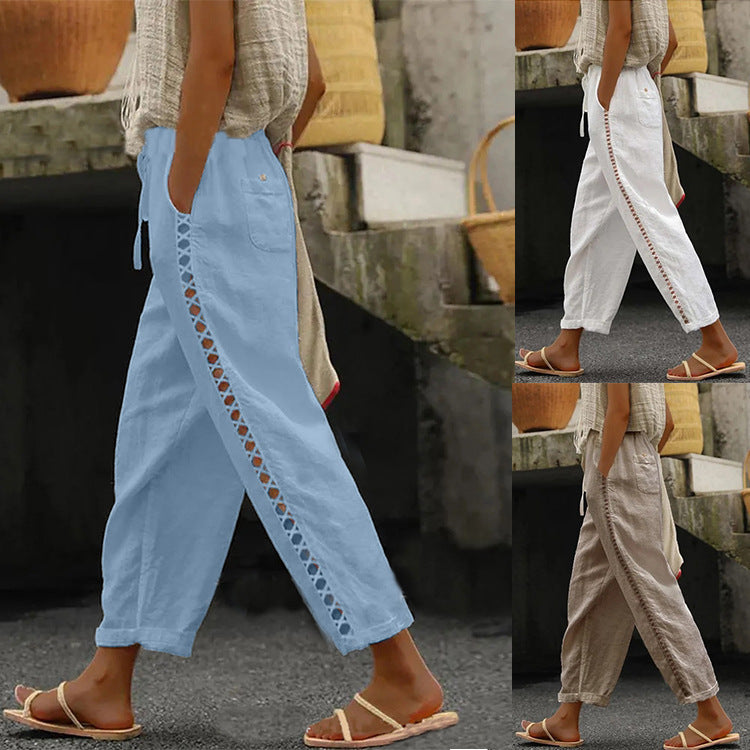 Light A-line linen pants for women with side pockets Lune London