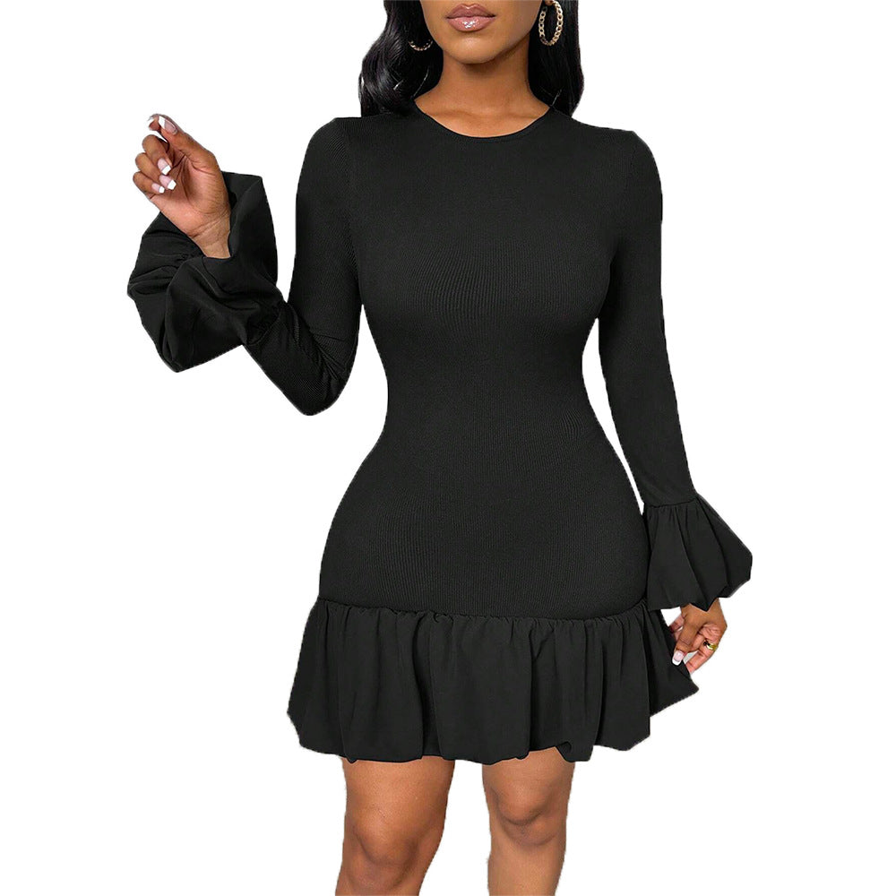 Robe portefeuille pour femmes avec des manches élégantes en aile et un ourlet froncé Chic & Stil