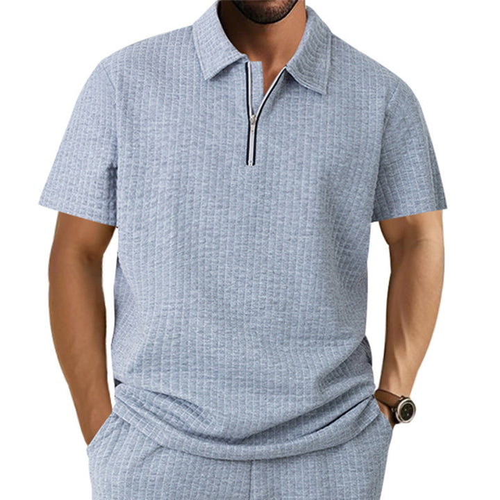 Men's polo shirt with an innovative structure design and a half zipper Lune London
