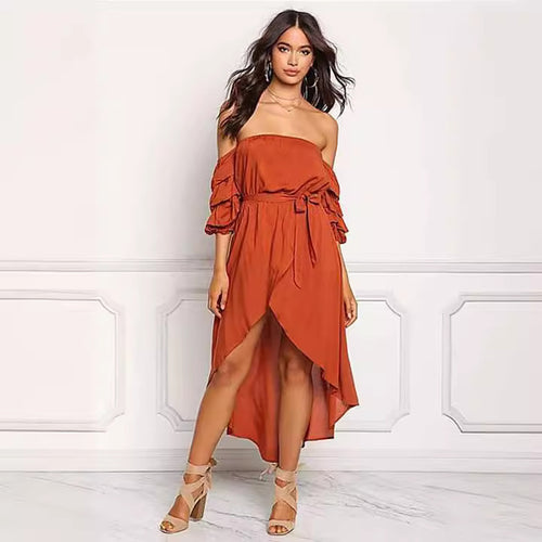 Ladies Off-Shoulder High-Low Dress Lune London