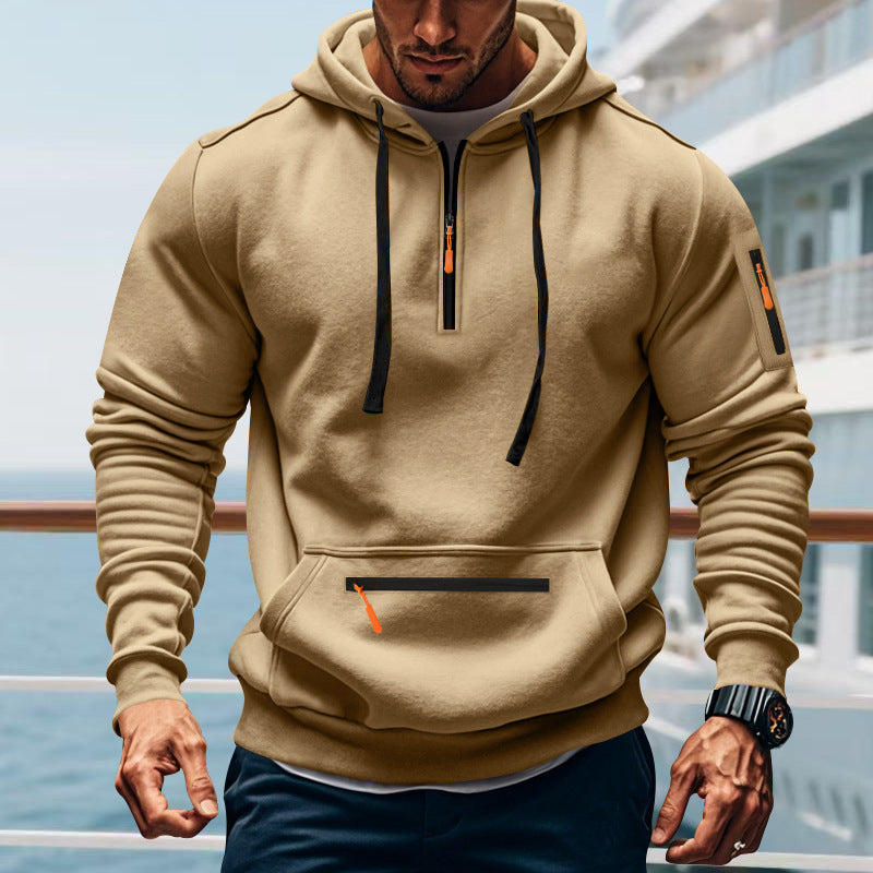 Men's Sporty Hoodie with Practical Two-Way Zipper and Side Pockets Lune London