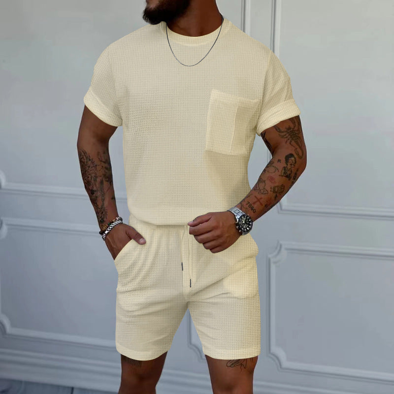 Men's comfortable short-sleeve set with elastic waistband and handy pockets Lune London