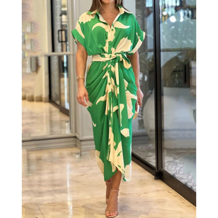 Women Midi Buttoned Dress Tropical Print Lune London