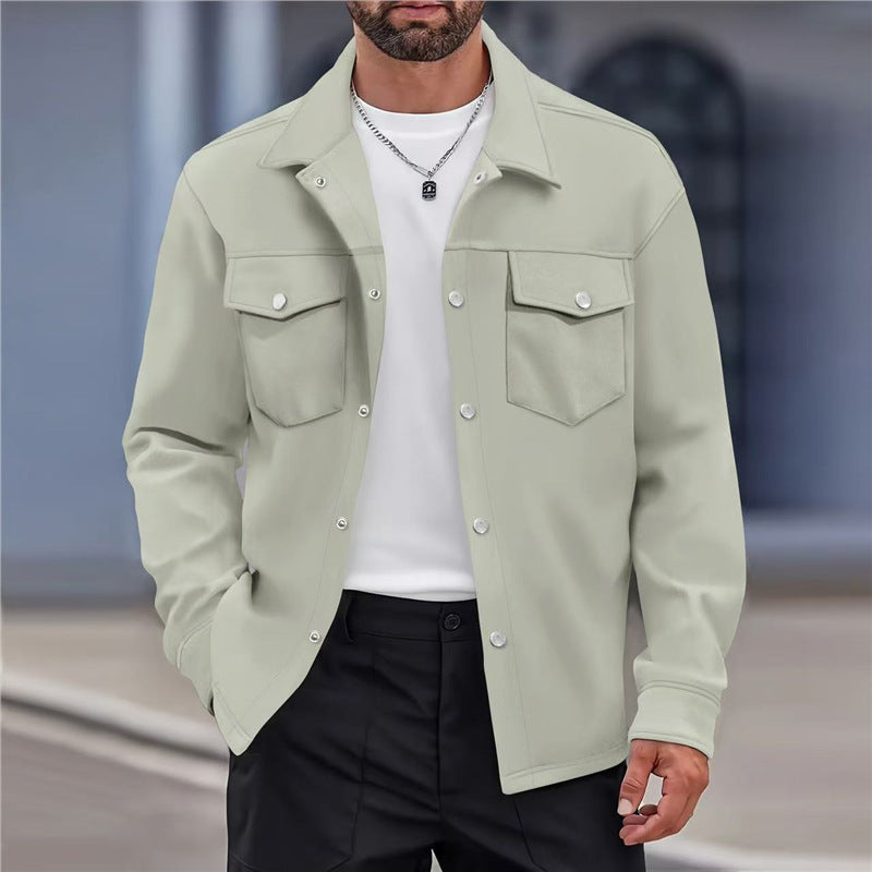 Versatile leisure jacket for men with modern pockets and chic button details.