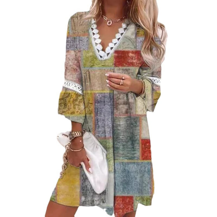 Casual dress for women with V-neck and ruffle details Lune London