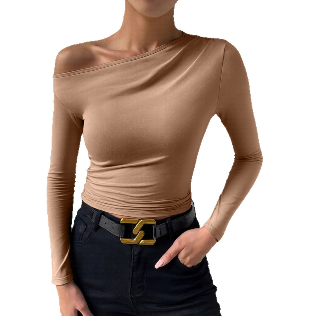 Women's long sleeve shirt with asymmetric neckline and figure-hugging cut Lune London