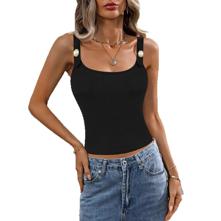 Striped fitted top for women with decorative straps Lune London