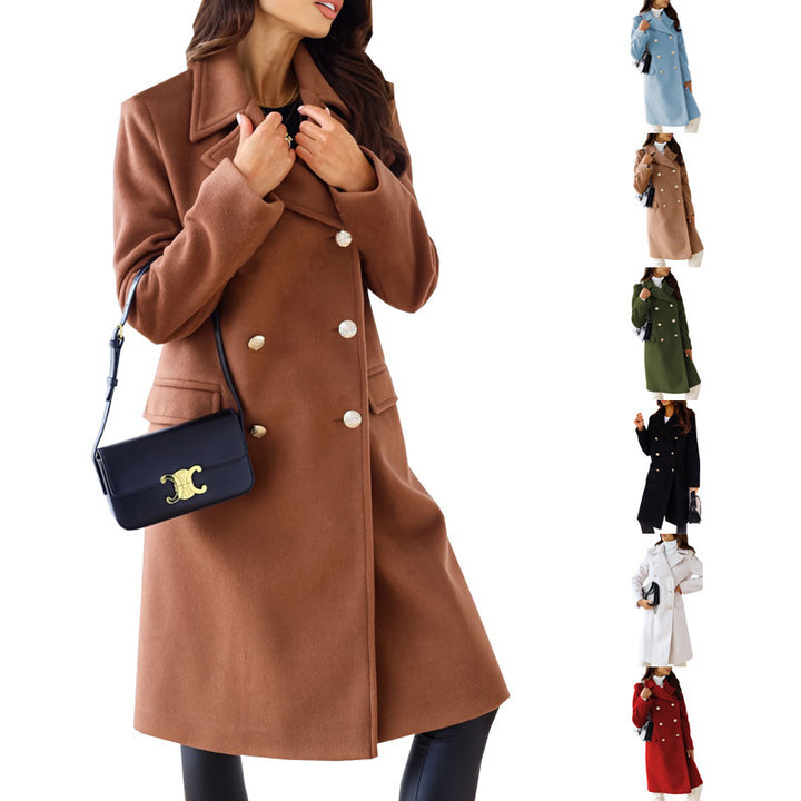 Ladies Elegant and Timeless Wool Coat with Double Row of Buttons Lune London