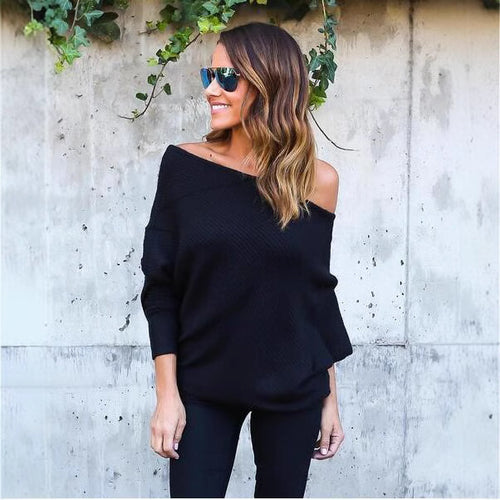 Casual knitted off-the-shoulder sweater for women in oversized style Lune Londonl