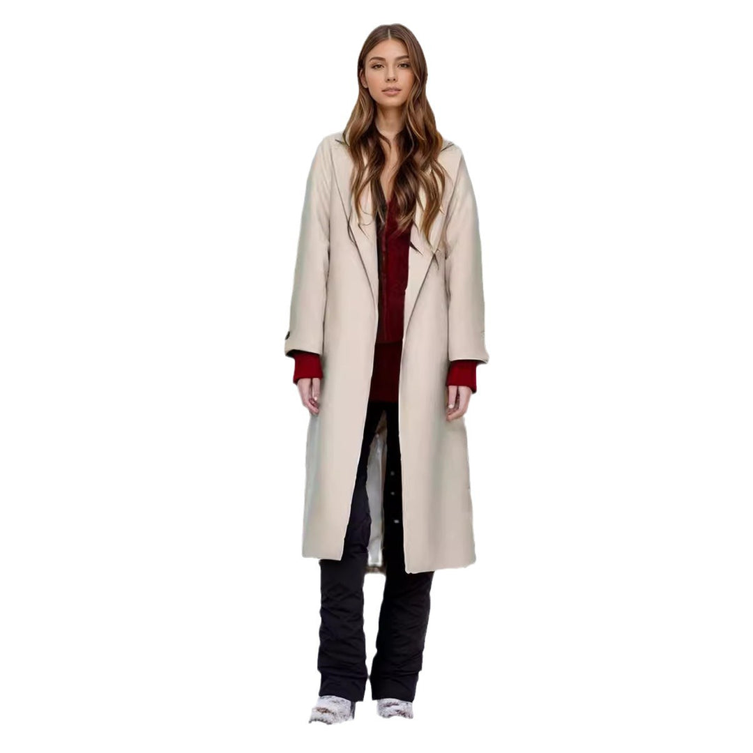 Elegant coat for women with wide collar and belt at the waist Lune London