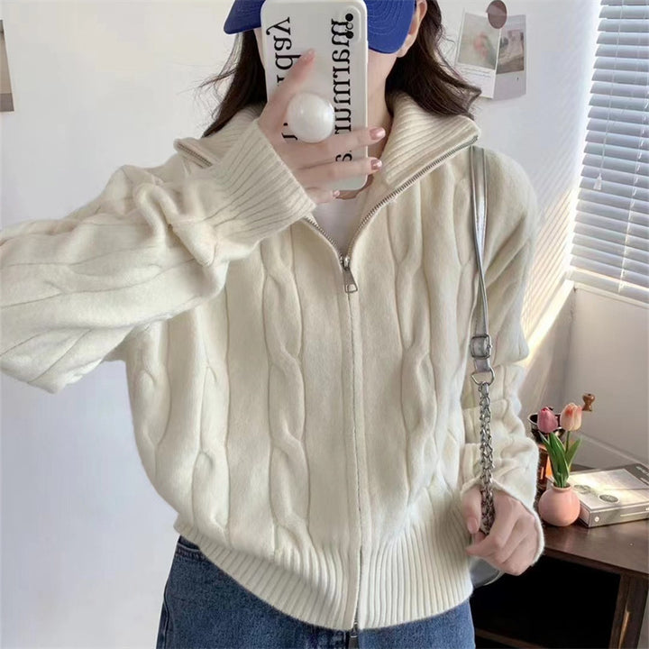 Cardigan zippé pour femmes avec cordon de serrage Chic & Stil