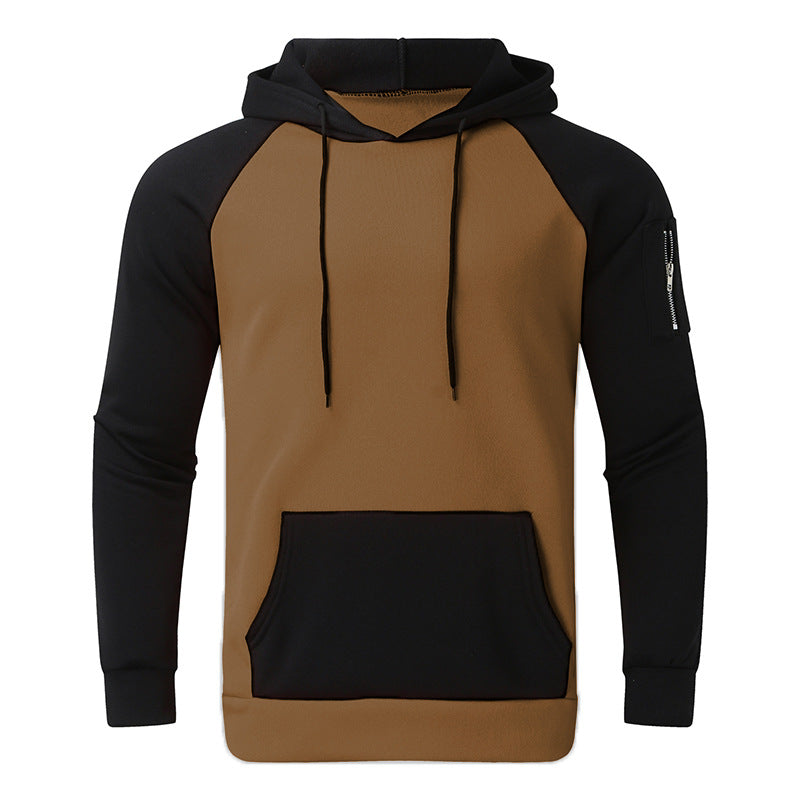 Men's sporty hoodie with contrasting sleeves and practical kangaroo pocket Lune London