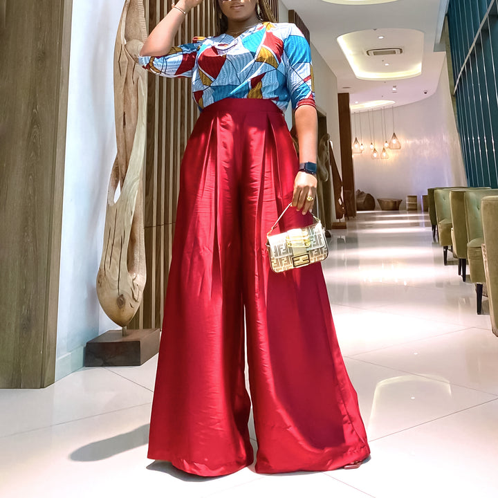 Ladies Elegant Jumpsuit with striking geometric pattern and wide leg Lune London