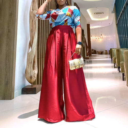 Ladies Elegant Jumpsuit with striking geometric pattern and wide leg Lune London