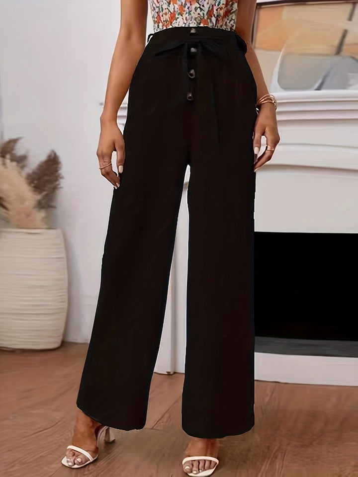 Women's Palazzo Pants with stylish belt and trendy button details Lune London