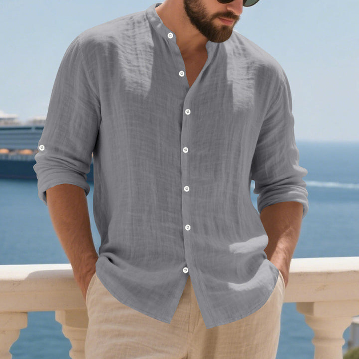 Casual long-sleeve shirt for men with modern button details and a textured surface Lune London