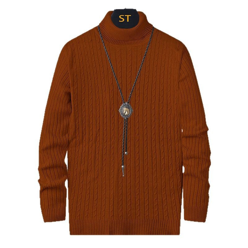 Men's turtleneck sweater with textured braid pattern Lune London