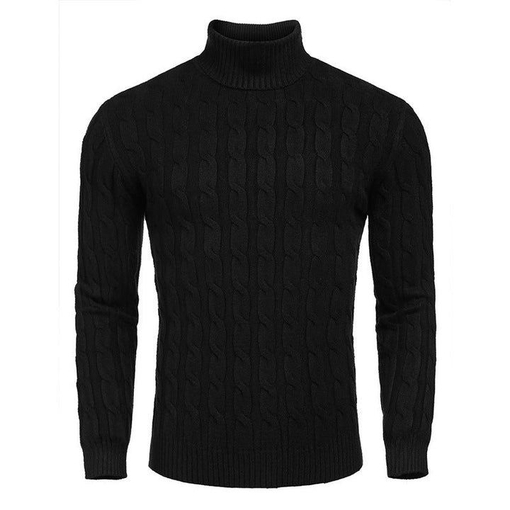 Men's Fashionable Turtleneck Sweater with Cable Pattern Lune London