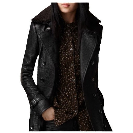 Leather jacket for women with foldable collar and high-quality details Lune London