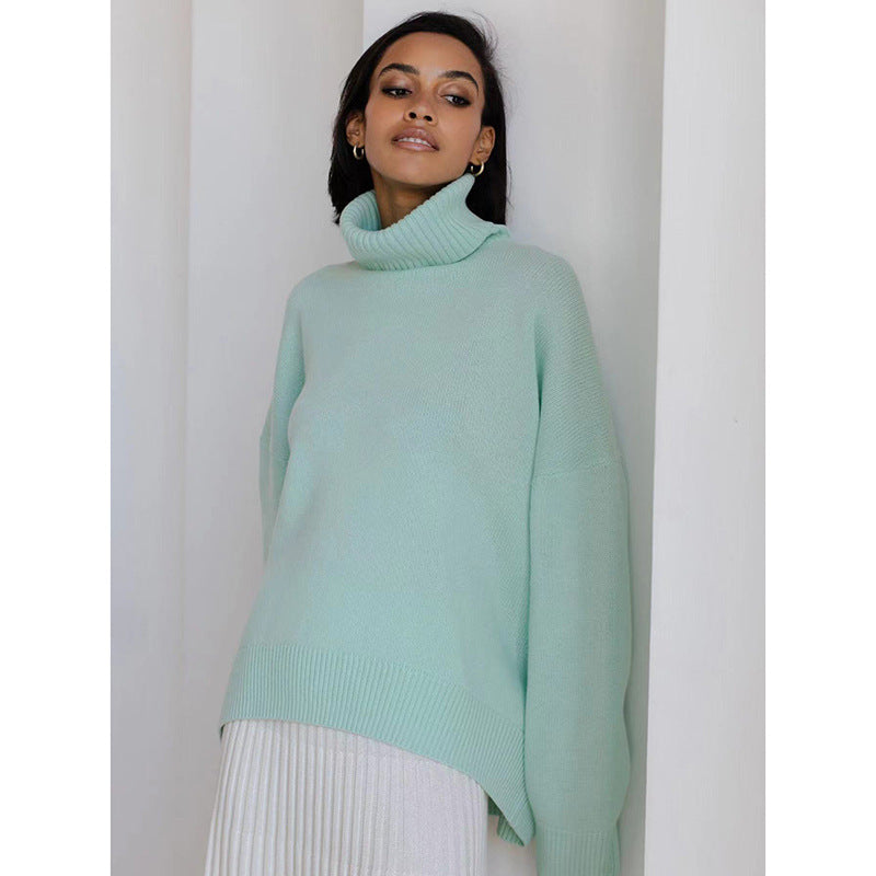 Loop collar sweater for women in soft material Lune London
