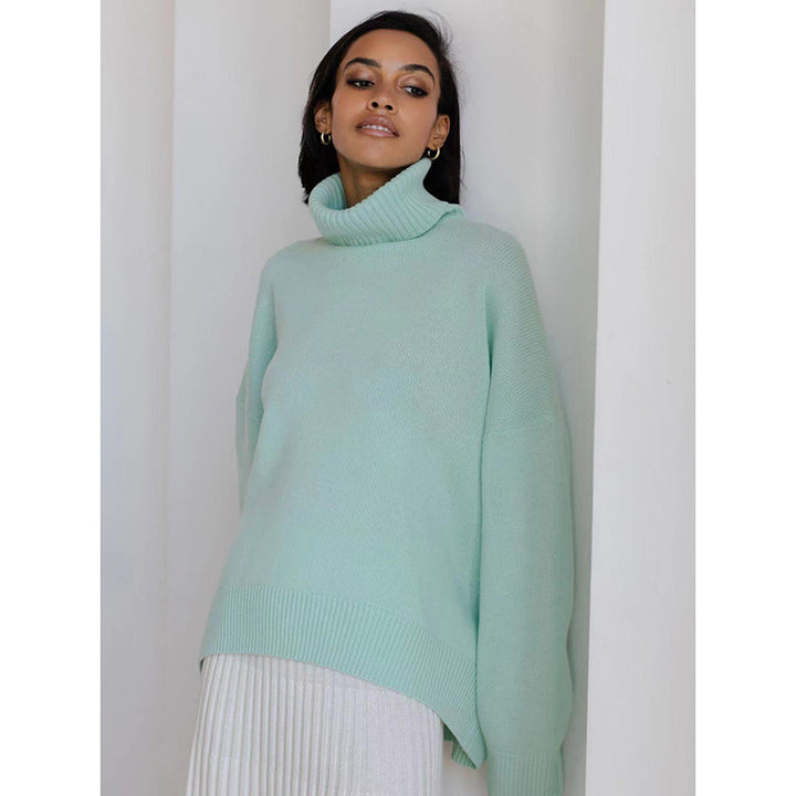 Loop collar sweater for women in soft material Lune London