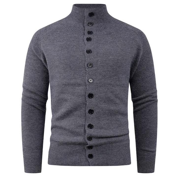 Men's knitted jacket with modern stand-up collar and button closure Lune London