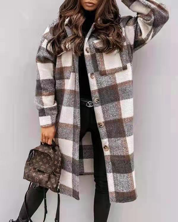 Women Oversized Checkered Shirt-Coat with Practical Pockets Lune London