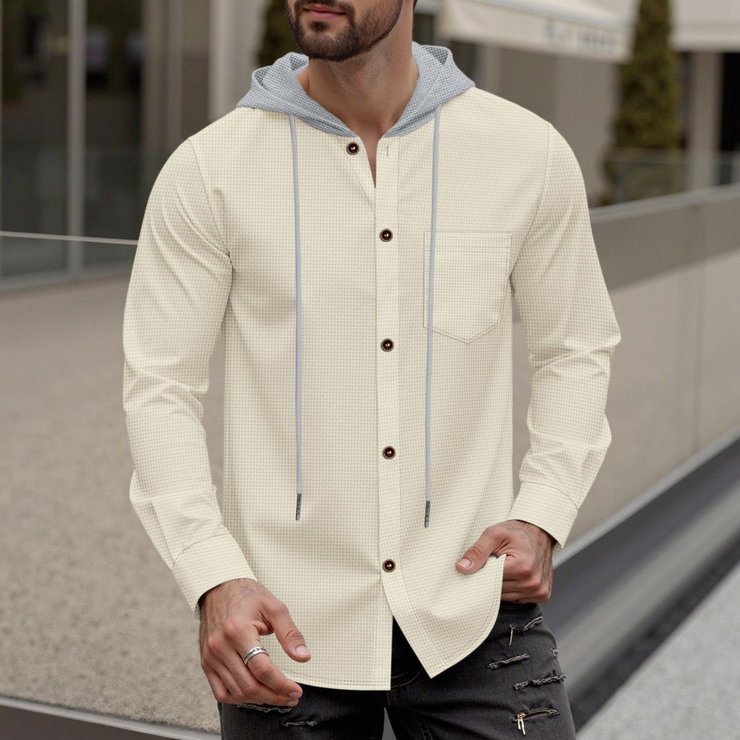 Trendy hooded shirt for men with button placket and practical breast pocket Lune London