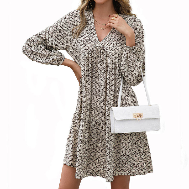 Midi dress for women with puff sleeves and a V-neck Lune London