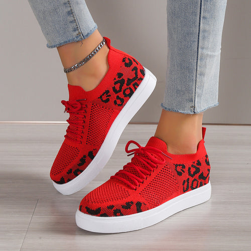 Women’s sneakers with a breathable mesh upper and trendy animal print Lune London