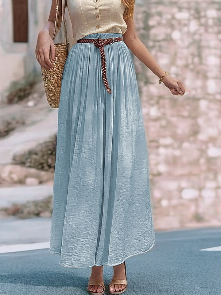 Long Maxi Dress for Women with Elastic Belt and Fluid Fabric Lune London